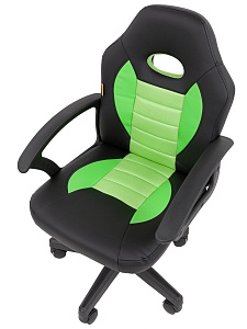 Детское компьютерное кресло CHAIRMAN KIDS 111, экокожа, черный/зеленый